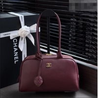 Good Quality Chanel Large Bowling Bag in Calfskin AS6580 Burgundy 2026