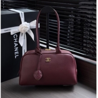 Good Quality Chanel Large Bowling Bag in Calfskin AS6580 Burgundy 2026