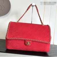 Buy Discount Chanel x Pharrell XXL Maxi Flap Bag with Chain in Suede CH082426 Red 2026