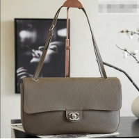 Well Crafted Chanel Small Maxi Flap Bag in Grained Calfskin AS6231 Dark Khaki/Silver 2026