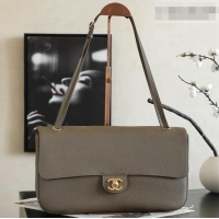 Classic Discount Chanel Small Maxi Flap Bag in Grained Calfskin AS6231 Dark Khaki/Gold 2026