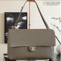 Shop Discount Chanel Large Maxi Flap Bag in Grained Calfskin AS6233 Dark Khaki/Gold 2026