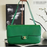 Top Quality Chanel Small Maxi Flap Bag in Grained Calfskin AS6231 Green/Gold 2026