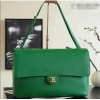 Best Product Chanel Large Maxi Flap Bag in Grained Calfskin AS6233 Green/Gold 2026