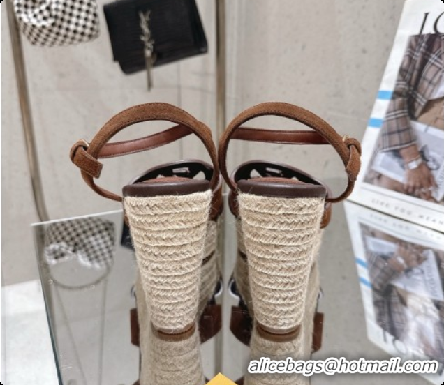 Pretty Style Louis Vuitton LV Isola Wedge Espadrille Sandals in Dark Brown Suede 6072893 2026