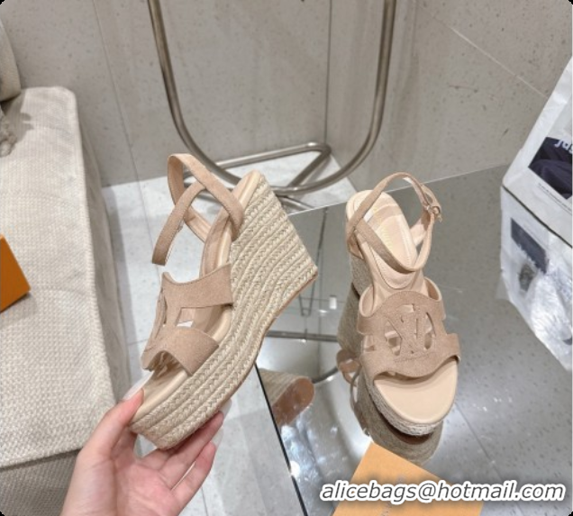 Most Popular Louis Vuitton LV Isola Wedge Espadrille Sandals in Beige Suede 6072889 2026