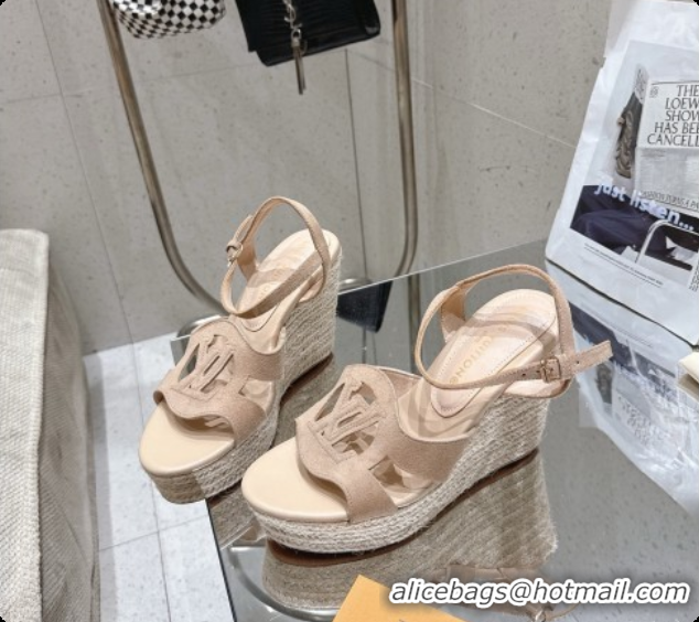 Most Popular Louis Vuitton LV Isola Wedge Espadrille Sandals in Beige Suede 6072889 2026