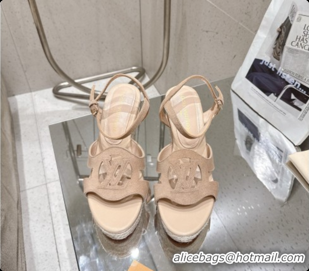 Most Popular Louis Vuitton LV Isola Wedge Espadrille Sandals in Beige Suede 6072889 2026