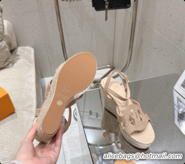 Most Popular Louis Vuitton LV Isola Wedge Espadrille Sandals in Beige Suede 6072889 2026