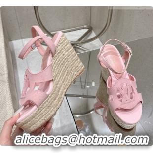 Duplicate Louis Vuitton LV Isola Wedge Espadrille Sandals in Pink Suede 6072890 2026