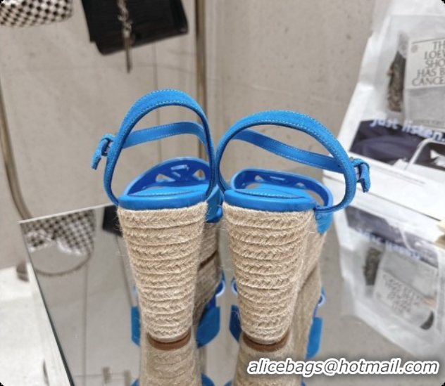 Buy Luxury Louis Vuitton LV Isola Wedge Espadrille Sandals in Blue Suede 6072895 2026