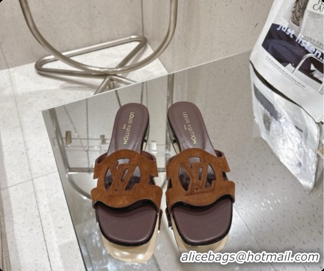 Top Grade Louis Vuitton LV Isola Flat Mule in Dark Brown Suede 6072896 2026