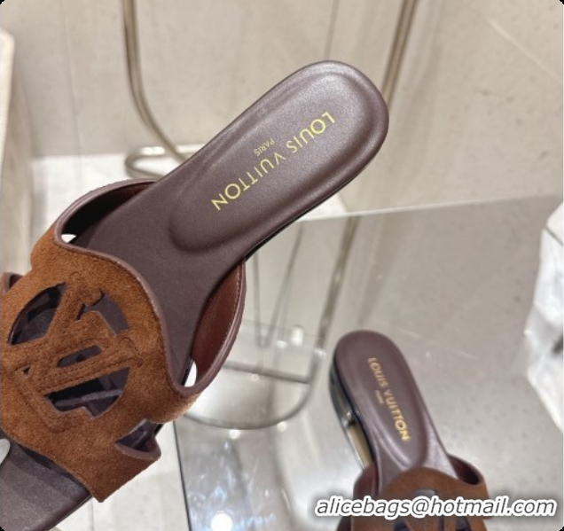 Top Grade Louis Vuitton LV Isola Flat Mule in Dark Brown Suede 6072896 2026