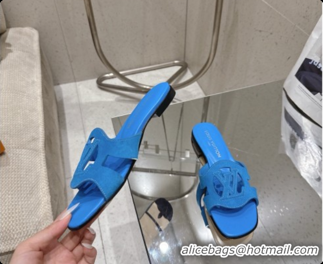 Good Quality Louis Vuitton LV Isola Flat Mule in Blue Suede 6072897 2026