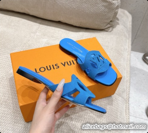Good Quality Louis Vuitton LV Isola Flat Mule in Blue Suede 6072897 2026