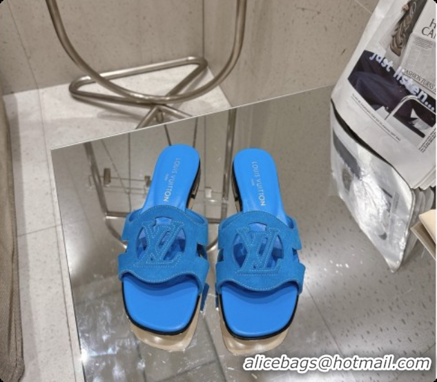 Good Quality Louis Vuitton LV Isola Flat Mule in Blue Suede 6072897 2026