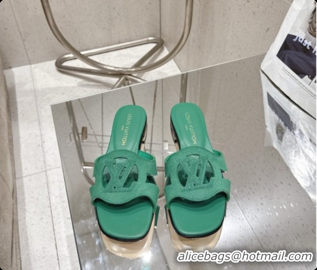 Good Product Louis Vuitton LV Isola Flat Mule in Green Suede 60728100 2026