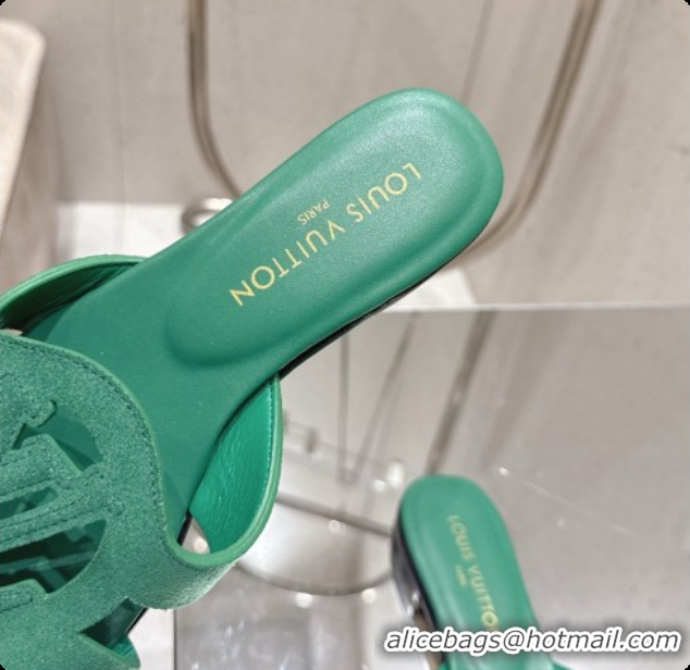 Good Product Louis Vuitton LV Isola Flat Mule in Green Suede 60728100 2026