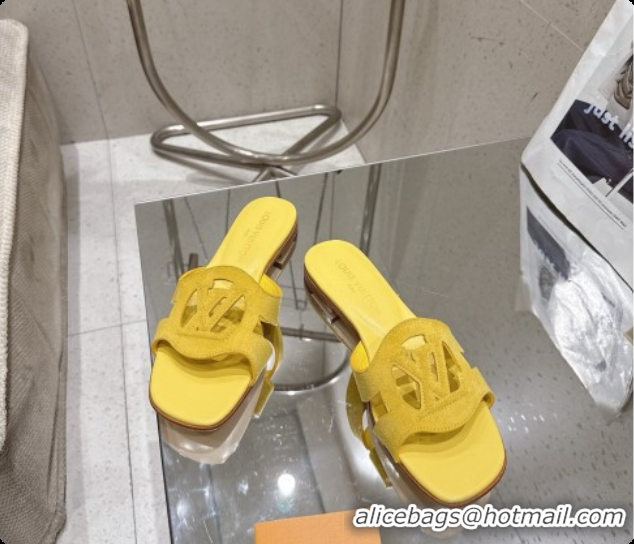 Perfect Louis Vuitton LV Isola Flat Mule in Yellow Suede 6072899 2026