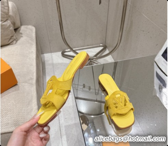 Perfect Louis Vuitton LV Isola Flat Mule in Yellow Suede 6072899 2026
