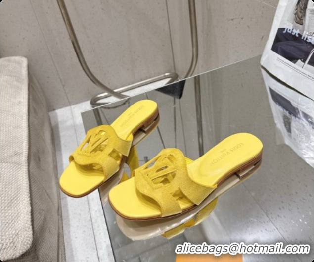 Perfect Louis Vuitton LV Isola Flat Mule in Yellow Suede 6072899 2026