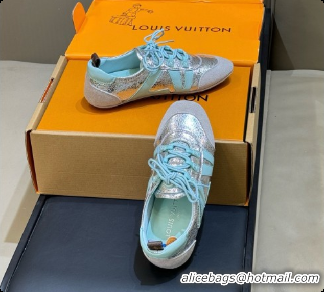 Stylish Louis Vuitton LV Sneakerina in Mix of Materials Silver/Blue 60728102 2026