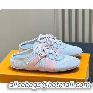 Pretty Style Louis Vuitton LV Sneakerina Open Back in Fabric & Leather Grey/Pink 0728110 2026