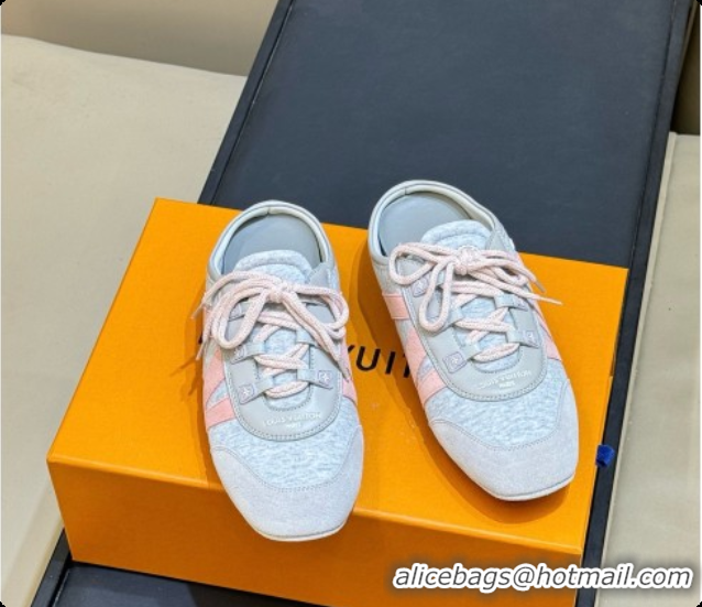 Pretty Style Louis Vuitton LV Sneakerina Open Back in Fabric & Leather Grey/Pink 0728110 2026