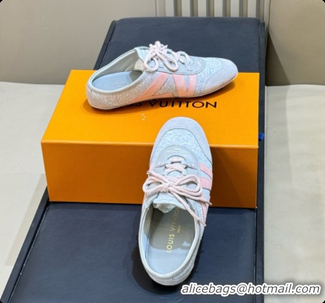 Pretty Style Louis Vuitton LV Sneakerina Open Back in Fabric & Leather Grey/Pink 0728110 2026