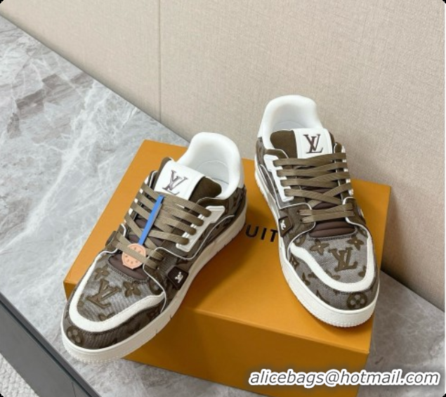 Purchase Louis Vuitton LV Trainer Sneaker in Calf leather & Monogram Denim Deep Green 60728111 2026