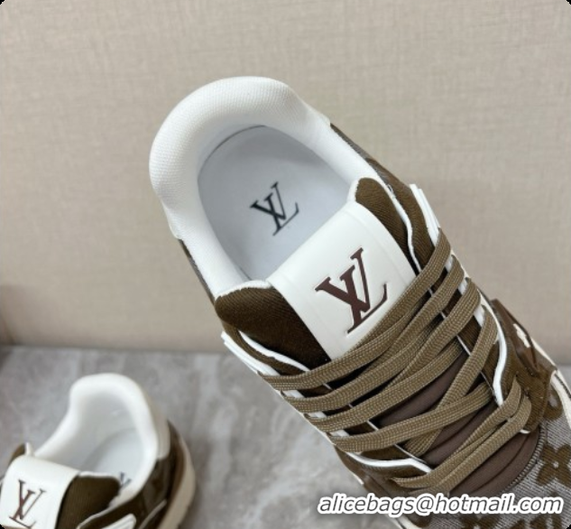 Purchase Louis Vuitton LV Trainer Sneaker in Calf leather & Monogram Denim Deep Green 60728111 2026