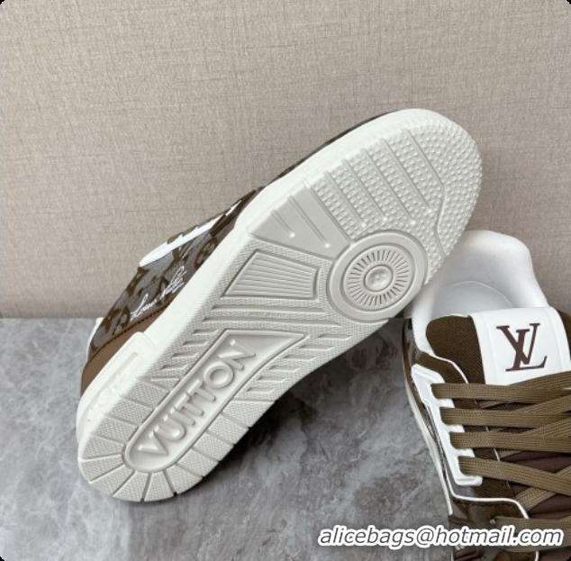 Purchase Louis Vuitton LV Trainer Sneaker in Calf leather & Monogram Denim Deep Green 60728111 2026