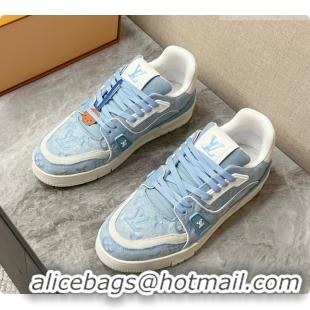 Popular Style Louis Vuitton LV Trainer Sneaker in Calf leather & Monogram Denim Light Blue 60728113 2026