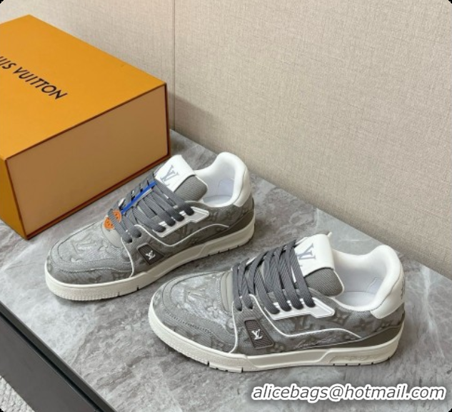 Top Grade Louis Vuitton LV Trainer Sneaker in Calf leather & Monogram Denim Grey 0728114 2026