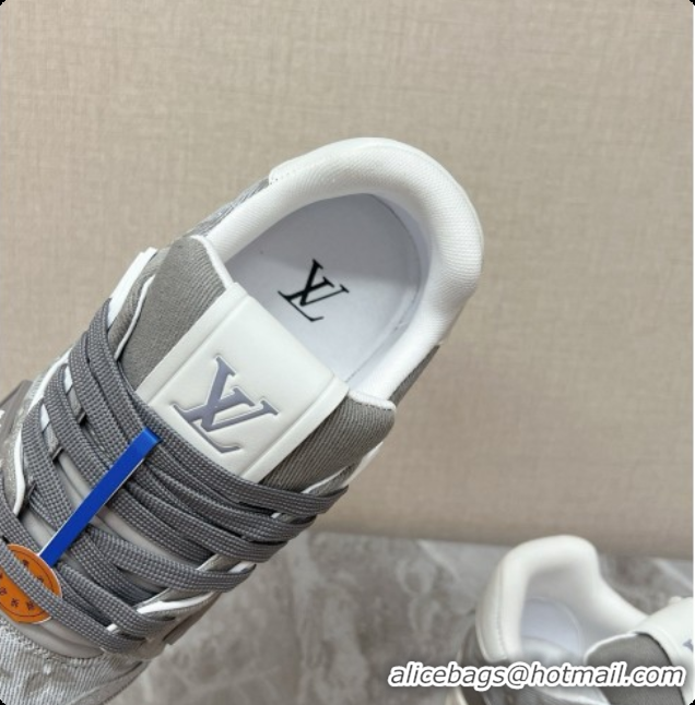 Top Grade Louis Vuitton LV Trainer Sneaker in Calf leather & Monogram Denim Grey 0728114 2026