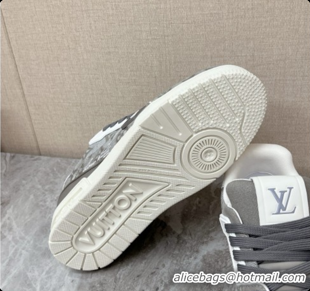 Top Grade Louis Vuitton LV Trainer Sneaker in Calf leather & Monogram Denim Grey 0728114 2026