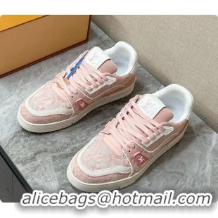 Best Grade Louis Vuitton LV Trainer Sneaker in Calf leather & Monogram Denim Pink 60728116 2026
