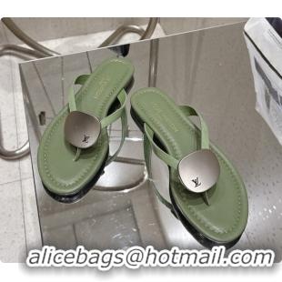 Luxury Louis Vuitton LV Treasure Flat Mule in Green Patent Calf Leather 0728122 2026
