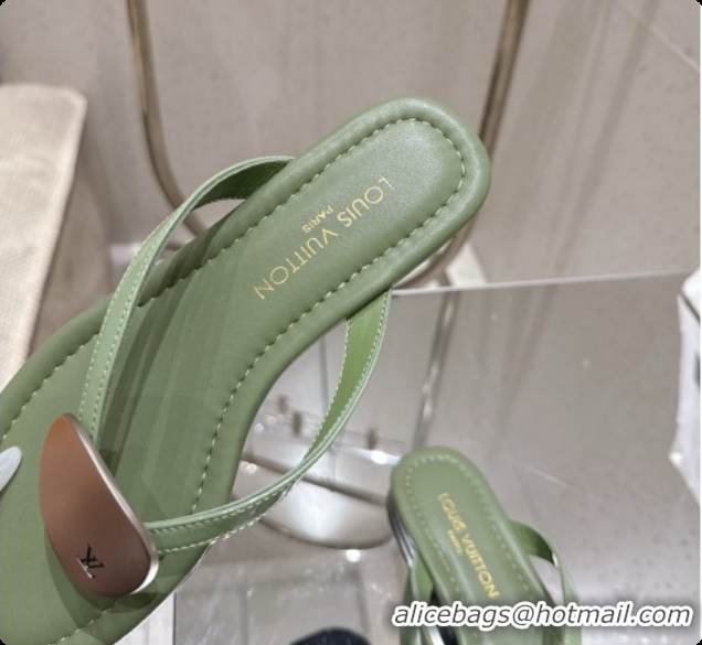 Luxury Louis Vuitton LV Treasure Flat Mule in Green Patent Calf Leather 0728122 2026