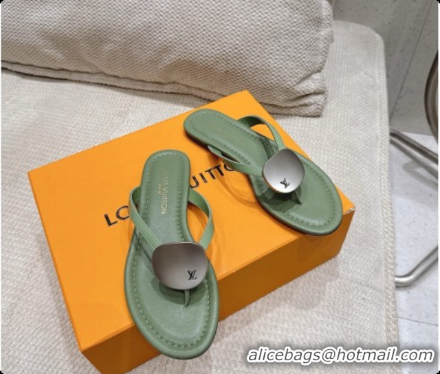 Luxury Louis Vuitton LV Treasure Flat Mule in Green Patent Calf Leather 0728122 2026