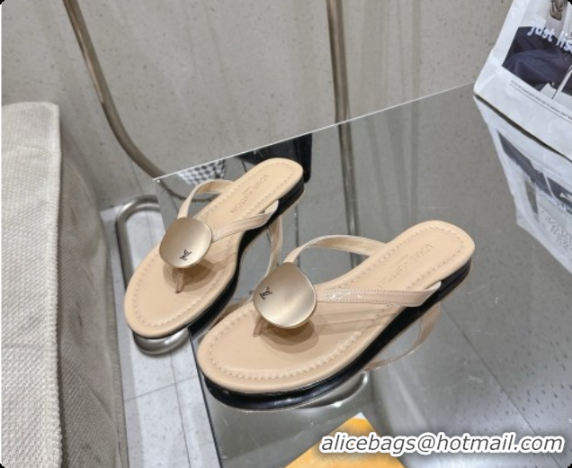 Perfect Louis Vuitton LV Treasure Flat Mule in Beige Patent Calf Leather 0728123 2026
