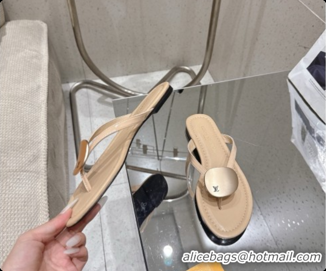Perfect Louis Vuitton LV Treasure Flat Mule in Beige Patent Calf Leather 0728123 2026
