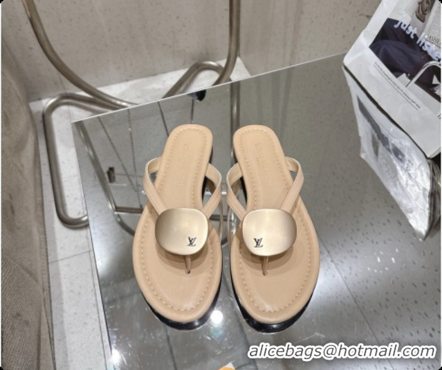 Perfect Louis Vuitton LV Treasure Flat Mule in Beige Patent Calf Leather 0728123 2026
