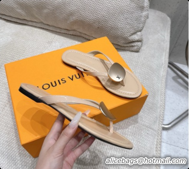 Perfect Louis Vuitton LV Treasure Flat Mule in Beige Patent Calf Leather 0728123 2026