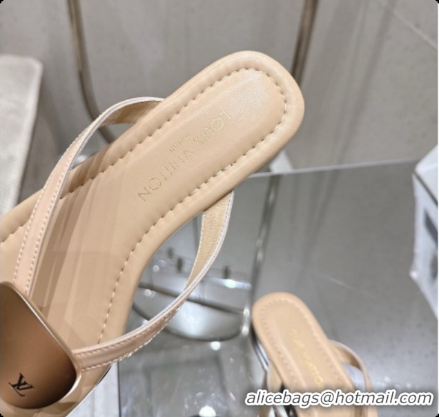 Perfect Louis Vuitton LV Treasure Flat Mule in Beige Patent Calf Leather 0728123 2026
