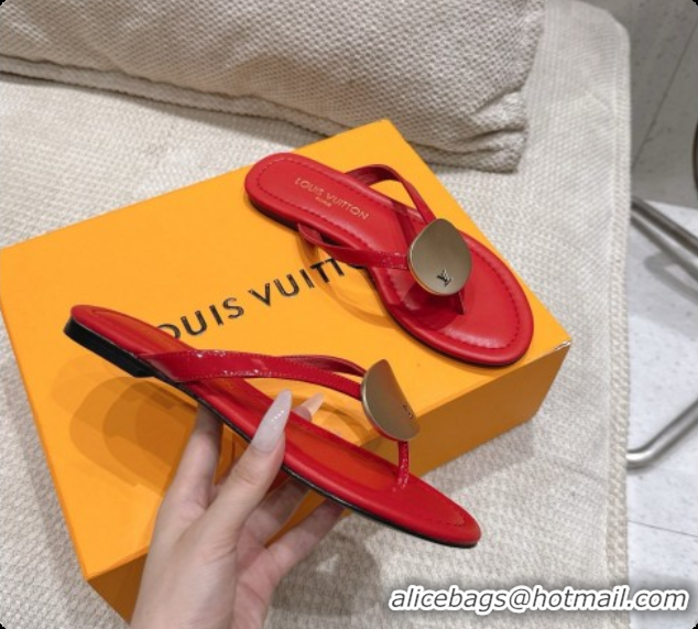 Good Quality Louis Vuitton LV Treasure Flat Mule in Red Patent Calf Leather 60728124 2026