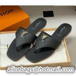 Good Quality Louis Vuitton LV Mare Flat Thong in Black Plain Calf Leather 6072902 2026