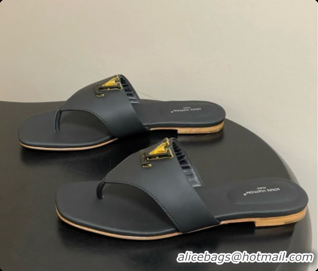 Good Quality Louis Vuitton LV Mare Flat Thong in Black Plain Calf Leather 6072902 2026