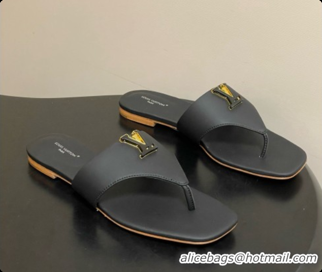 Good Quality Louis Vuitton LV Mare Flat Thong in Black Plain Calf Leather 6072902 2026