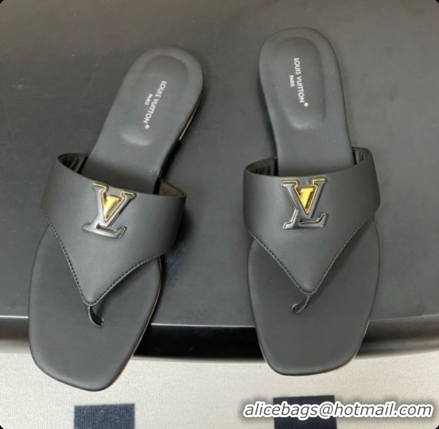 Good Quality Louis Vuitton LV Mare Flat Thong in Black Plain Calf Leather 6072902 2026